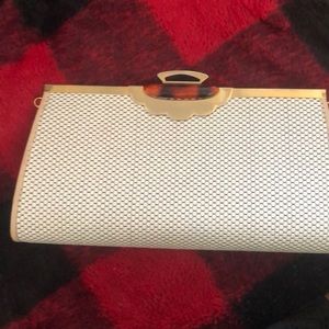 Vintage clutch white exterior black interior